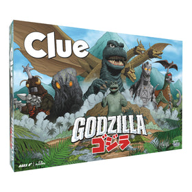 USAOPOLY CLUE Godzilla box front showcases kaiju artwork for a thrilling family game night