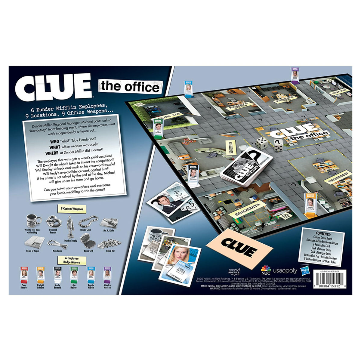 USAOPOLY CLUE Office Edition dice and rules enable smooth setup