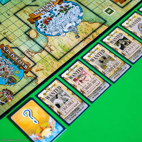 USAOPOLY CLUE One Piece board showing Dressrosa and others in play.