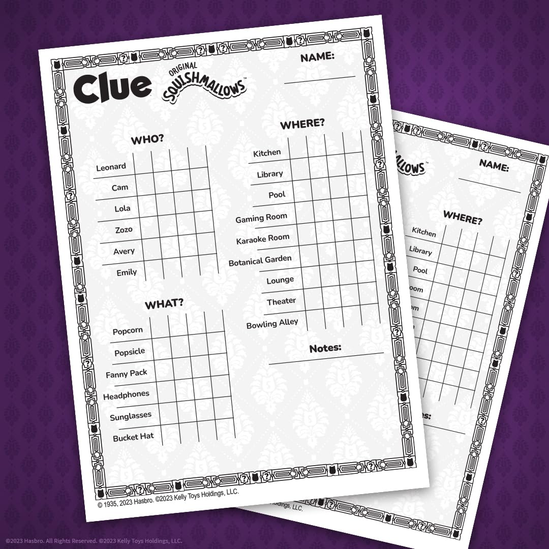 USAOPOLY Clue Squishmallows personality cards spark playful deductions during playtime.