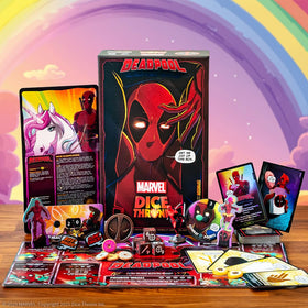 USAOPOLY Deadpool player-board highlights unique abilities for precise turn planning.