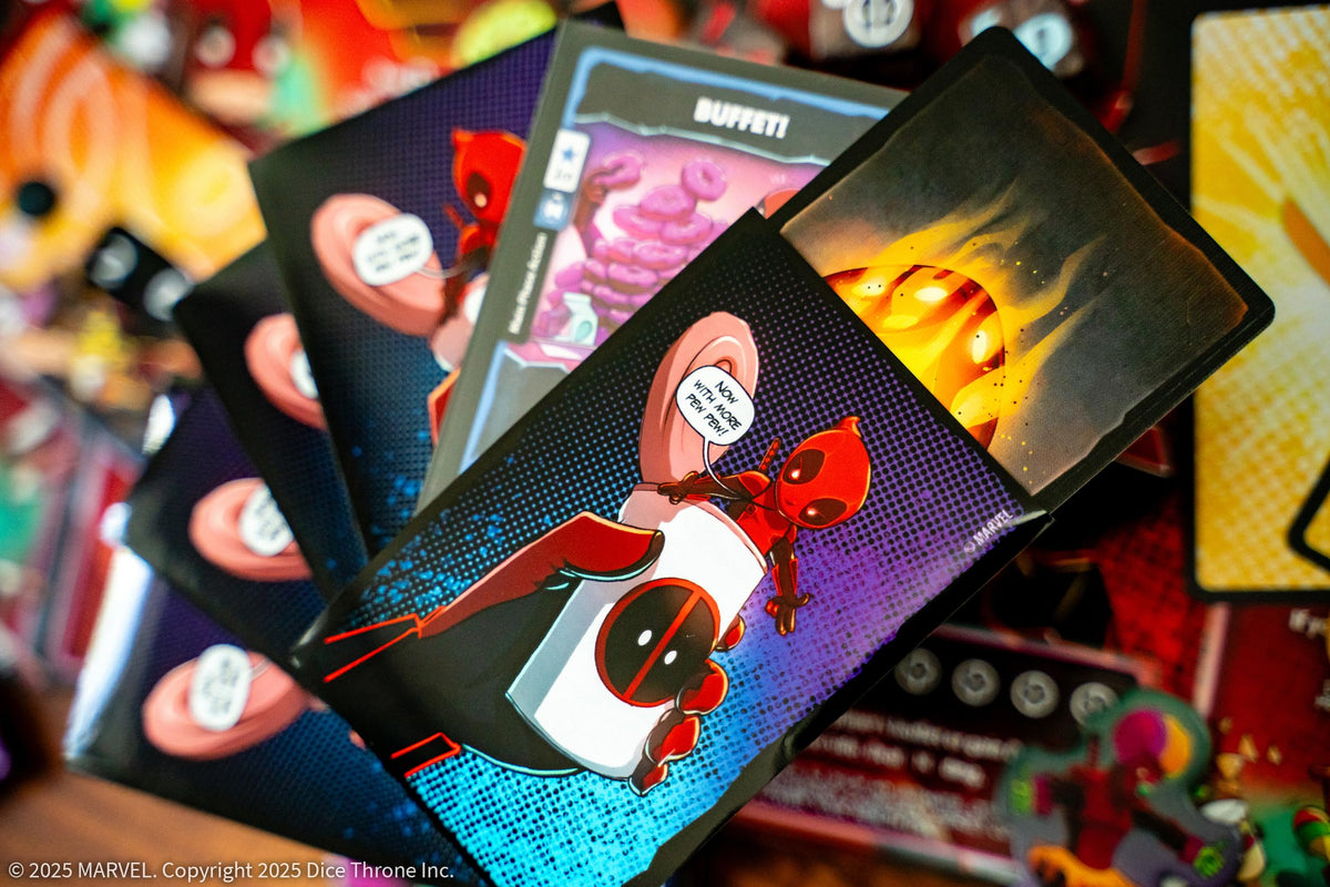 USAOPOLY Deadpool unique-abilities-card features Fiesta and Finger Guns moves.