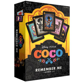 USAOPOLY Disney Pixar Coco Remember Me Lotera card with vibrant artwork, ideal for bilingual word recall