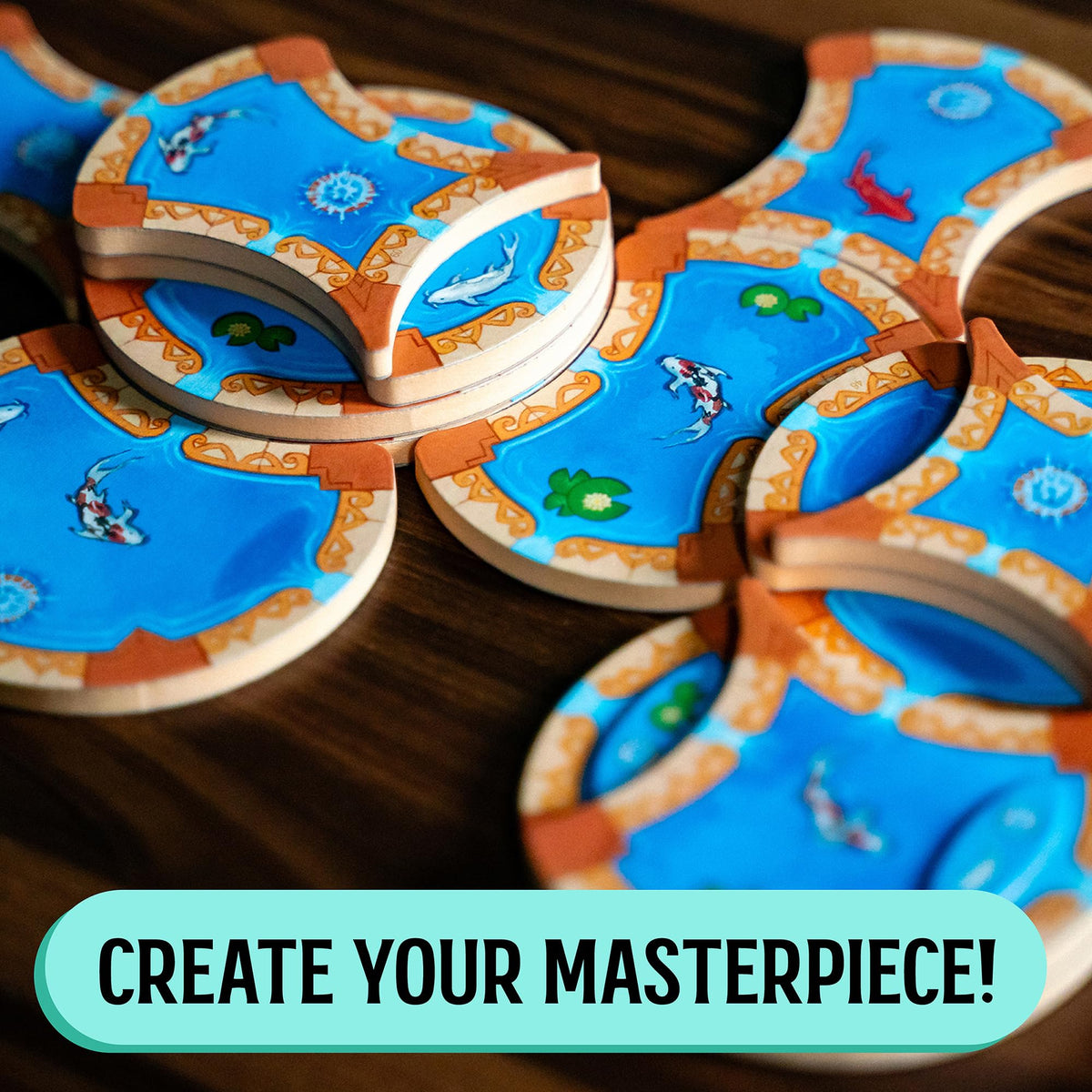 USAOPOLY Fountains tile-drafting captures strategic decision-making during game night.