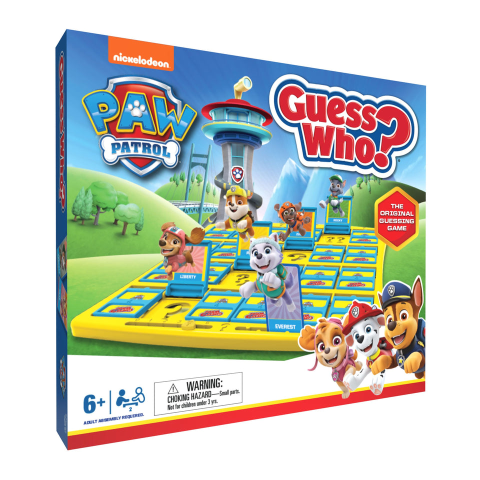 USAOPOLY Guess Who Paw Patrol game box ready for family game night.
