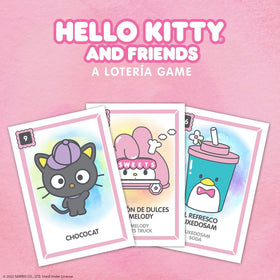 USAOPOLY Hello Kitty Loteria illustrations spark nostalgia and learning.