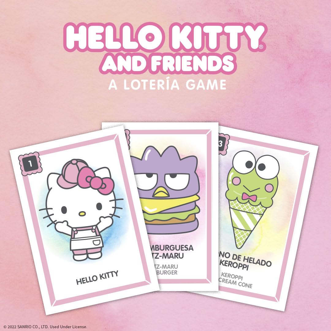 USAOPOLY Hello Kitty Loteria game box with colorful artwork.
