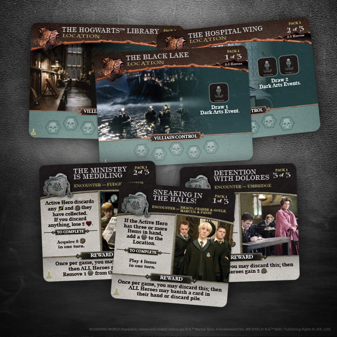 USAOPOLY Hogwarts Battle 158 cards across small, regular, and oversized packs