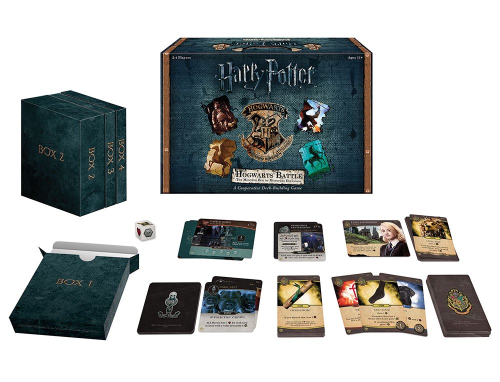 USAOPOLY Hogwarts Battle Monster Box of Monsters creature cards show detailed peril
