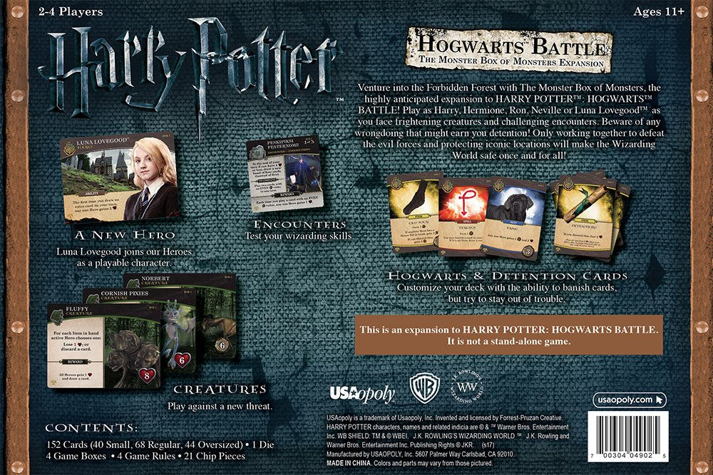 USAOPOLY Hogwarts Battle Monster Box of Monsters four-expansion content highlights