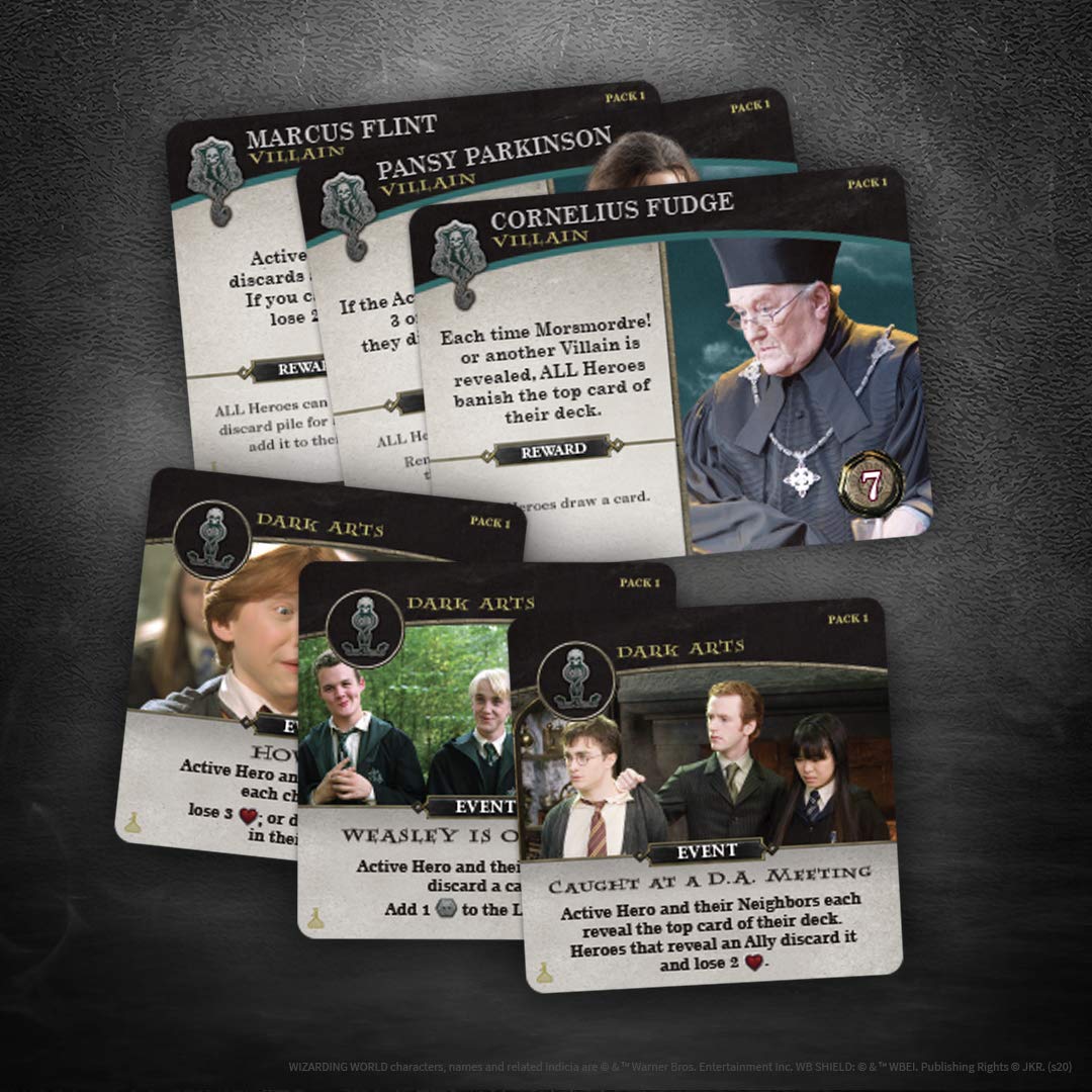 USAOPOLY Hogwarts Battle player board with charms boards showing expanded capabilities