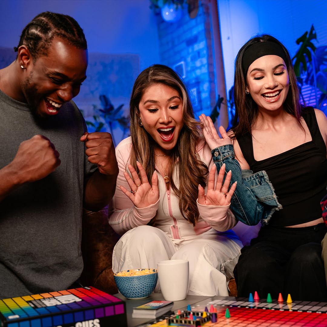 USAOPOLY Hues and Cues ages 8 plus friendly family-friendly game.
