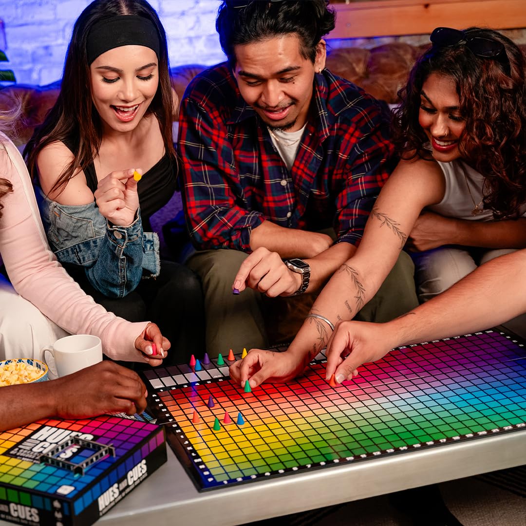 USAOPOLY Hues and Cues family game night setup fosters shared color storytelling.