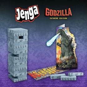USAOPOLY Jenga Godzilla Extreme Edition game board supports quick setup.
