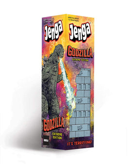 USAOPOLY Jenga Godzilla Extreme Edition tower ready for a tense family game night.