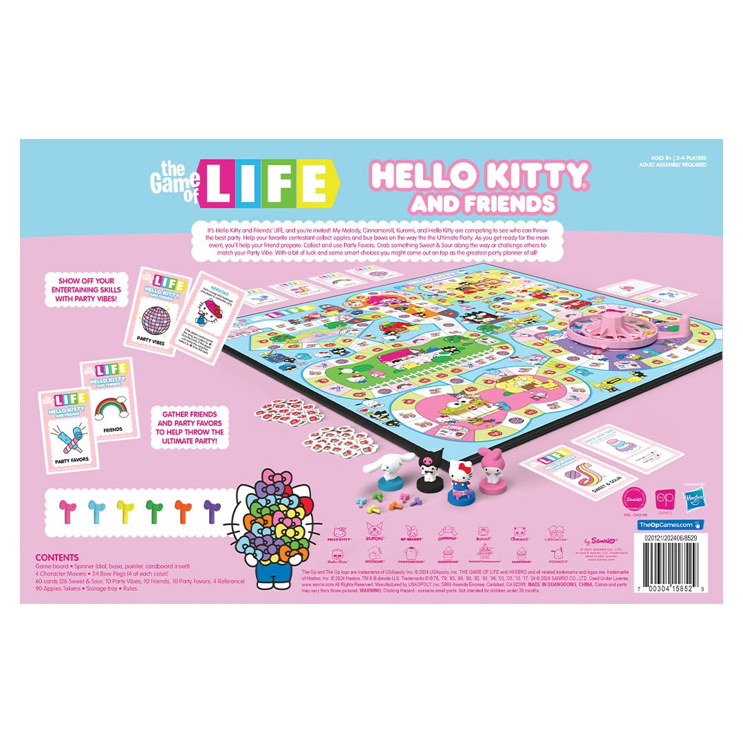 USAOPOLY Life Hello Kitty & Friends path board highlights colorful adventure routes