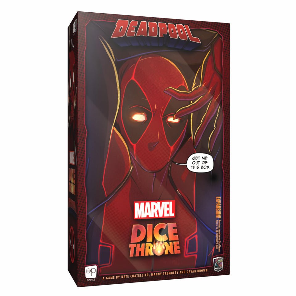 USAOPOLY Marvel Dice Throne Deadpool dice showcase fast-paced combat options for strategic play.
