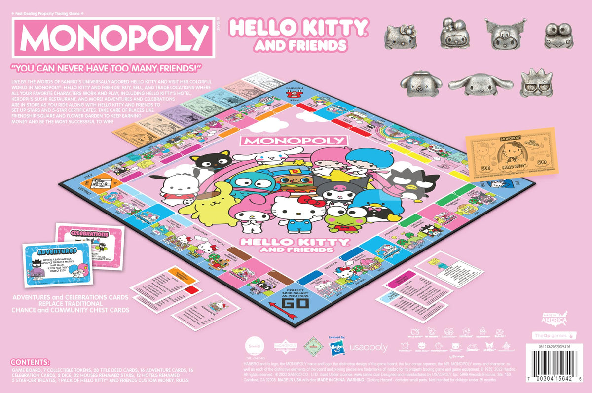 USAOPOLY board artwork showcases Hello Kitty and friends design.
