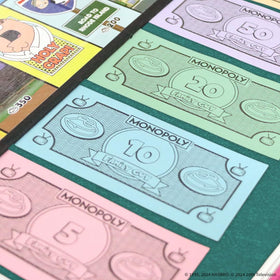 USAOPOLY Monopoly Family Guy card deck and tokens image supports strategy.
