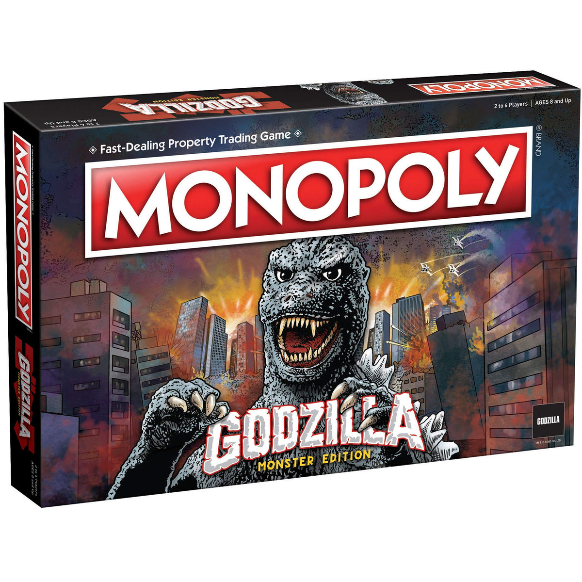 USAOPOLY Monopoly Godzilla board map with Monster Island locations for strategic play