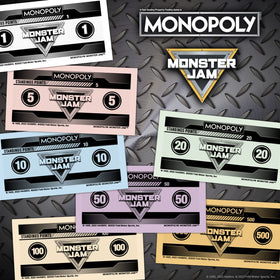 USAOPOLY Monopoly Monster Jam Gold Max-D board showcasing metallic artwork