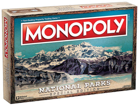 USAOPOLY Monopoly National Parks board featuring Grand Canyon and Yellowstone layouts for family game night