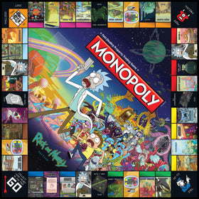 USAOPOLY Rick & Morty Monopoly collectible tokens in play