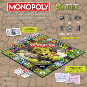 USAOPOLY MONOPOLY Shrek Edition character tokens featuring Shrek and friends for familiar play