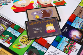 USAOPOLY Monopoly South Park game night setup for fans