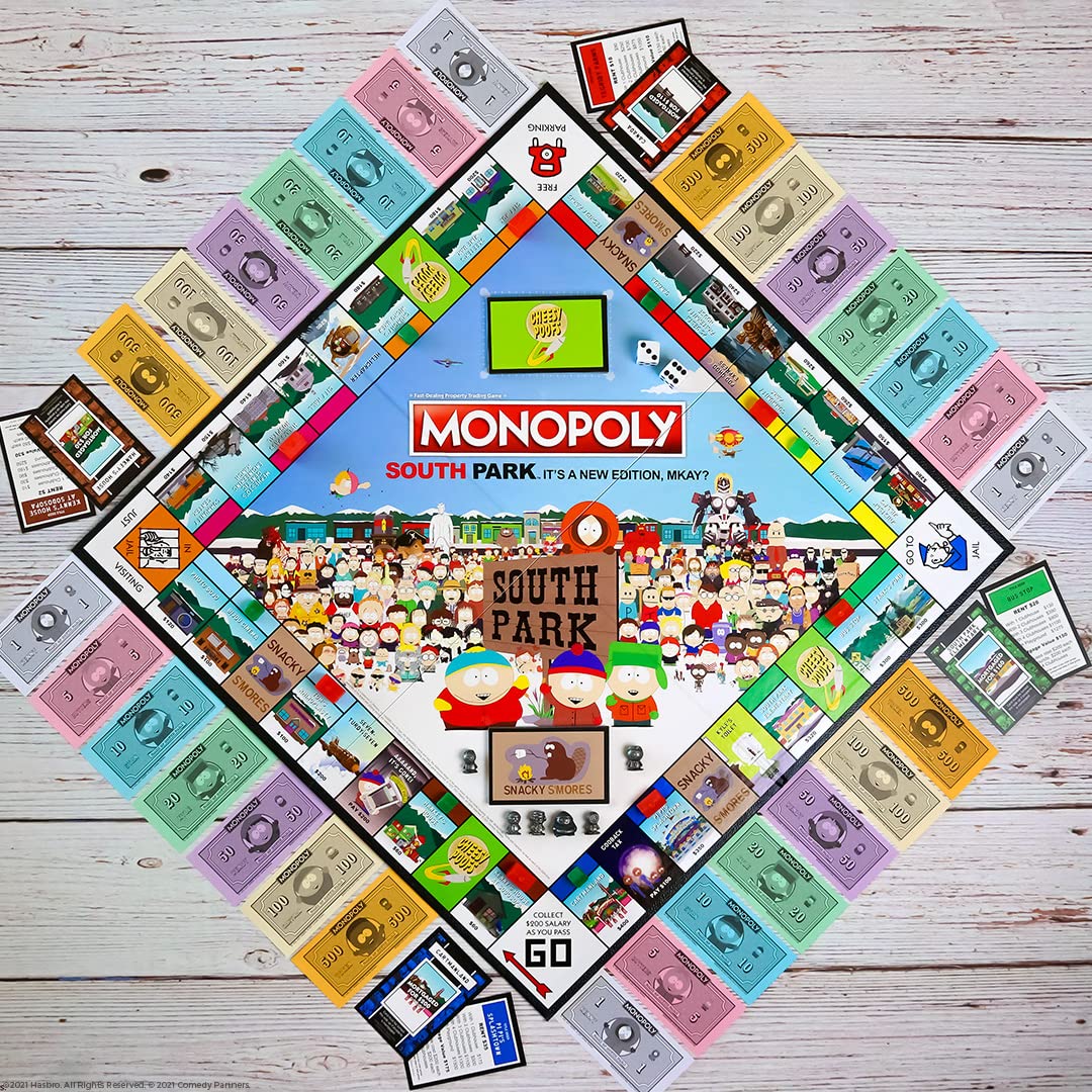USAOPOLY Monopoly South Park tokens featuring beloved characters
