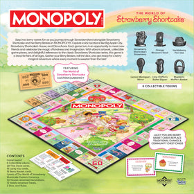 USAOPOLY Monopoly Strawberry Shortcake board artwork enhances collector display and nostalgia.