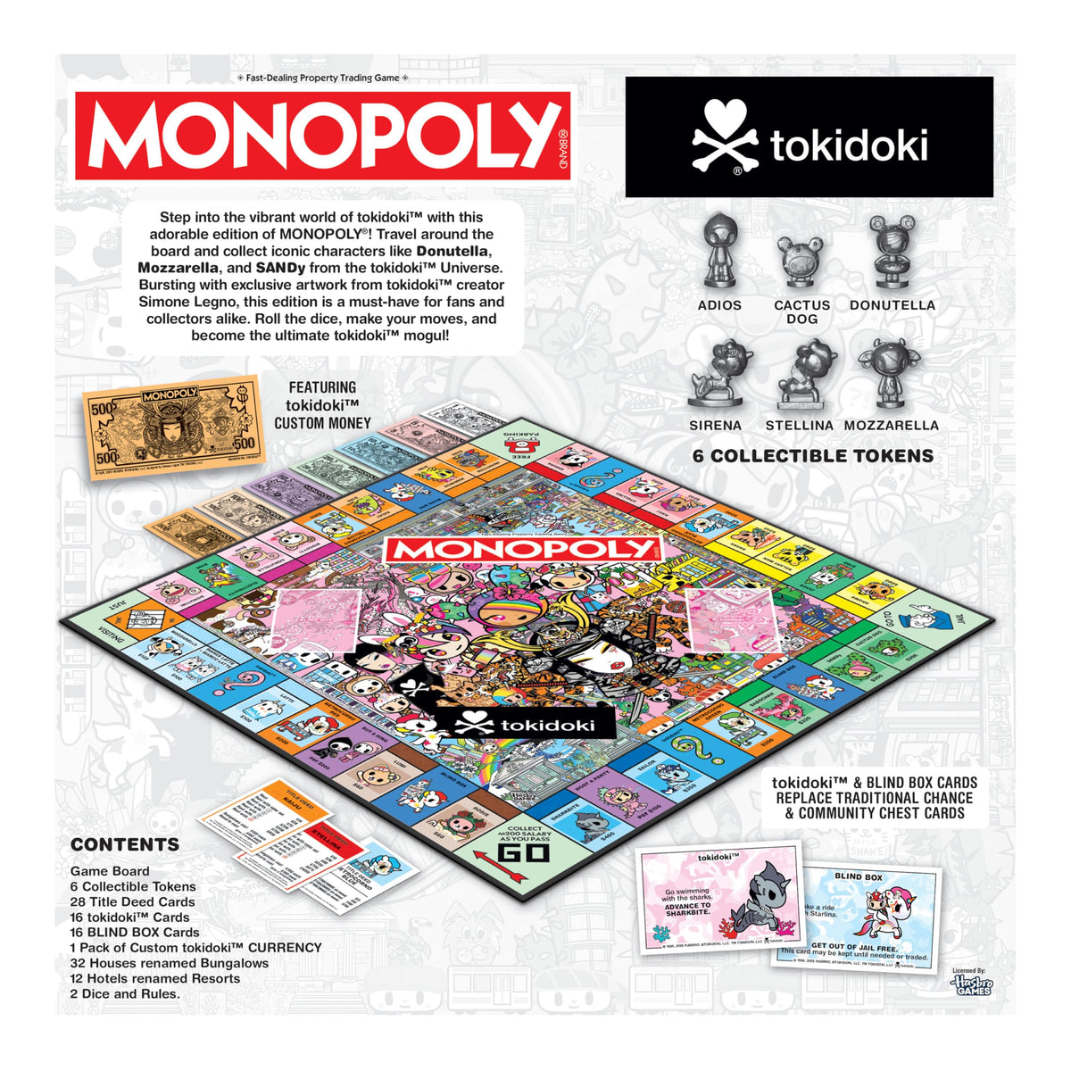 USAOPOLY MONOPOLY tokidoki artwork by Simone Legno enhances collectible appeal for fans