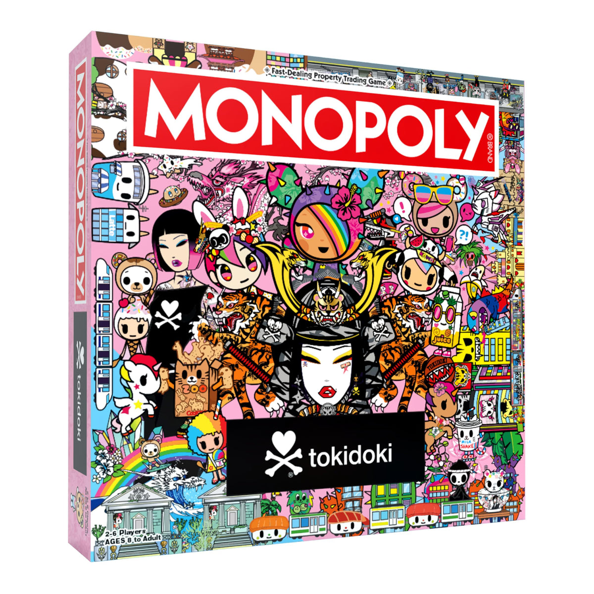 USAOPOLY MONOPOLY tokidoki board game box featuring colorful art for family game nights