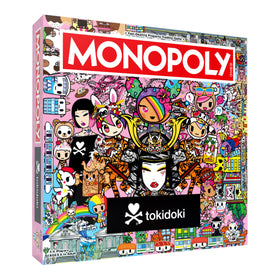 USAOPOLY MONOPOLY tokidoki board game box featuring colorful art for family game nights