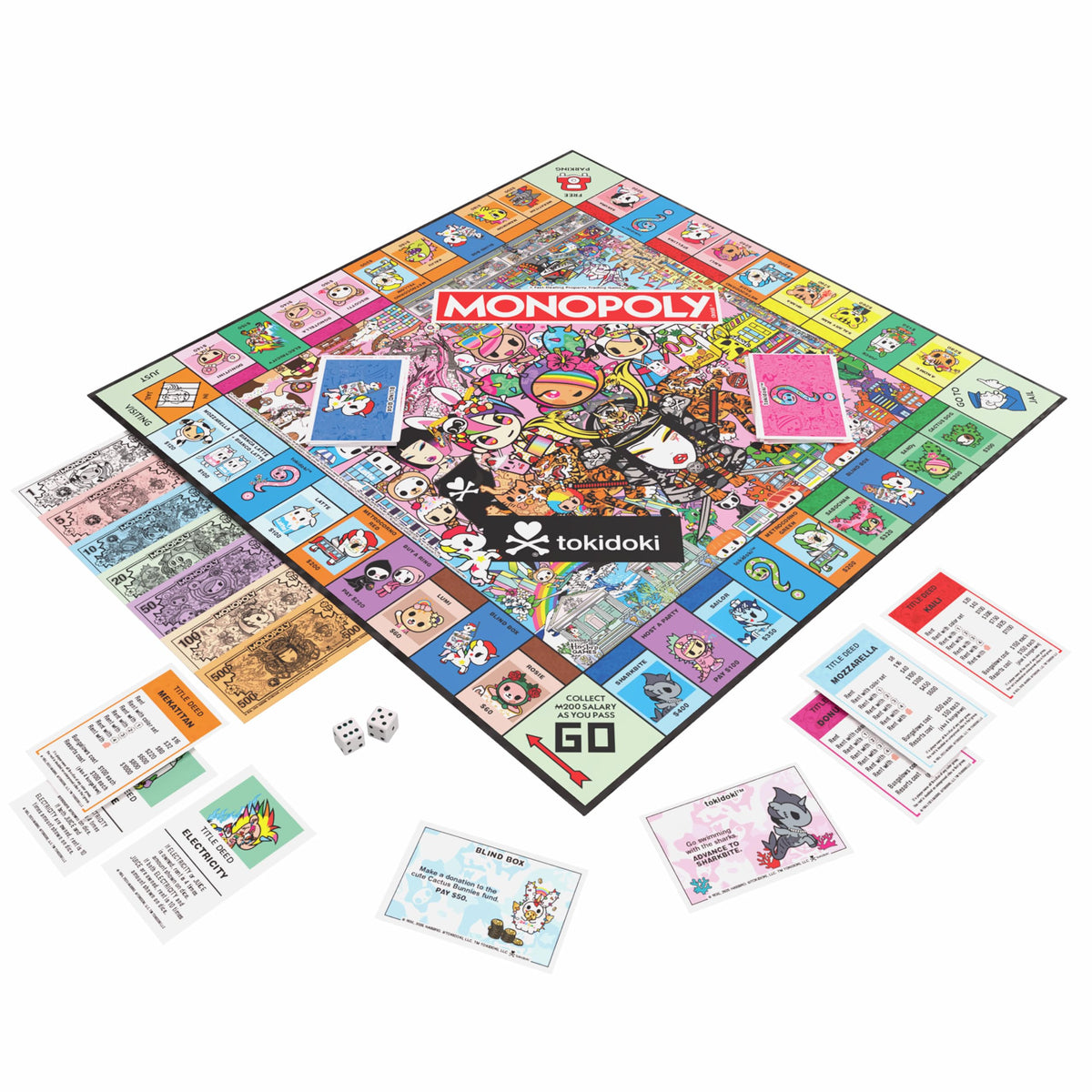 USAOPOLY tokidoki tokens scene featuring Mozzarella and friends for tactile collecting