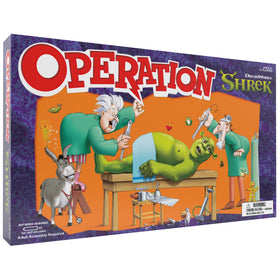 USAOPOLY Operation: Shrek Funatomy parts ready for a playful family challenge.