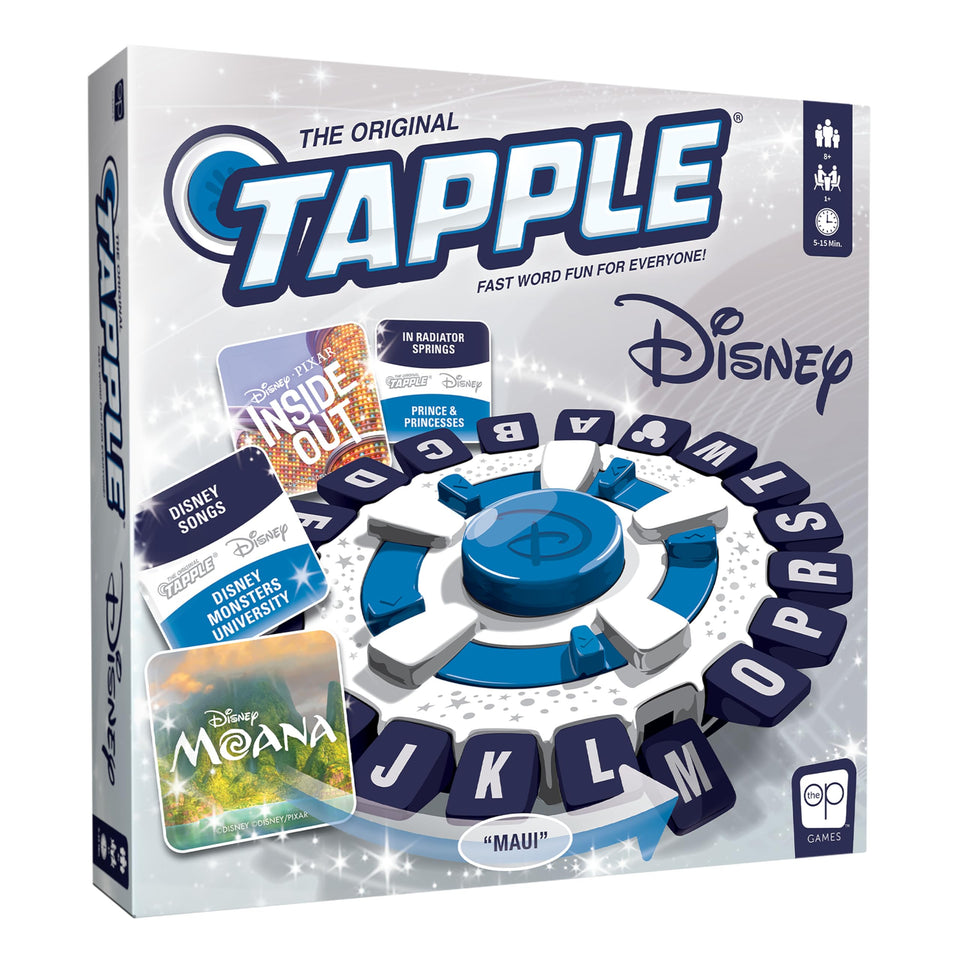 USAOPOLY TAPPLE Disney Edition box front for family game night.