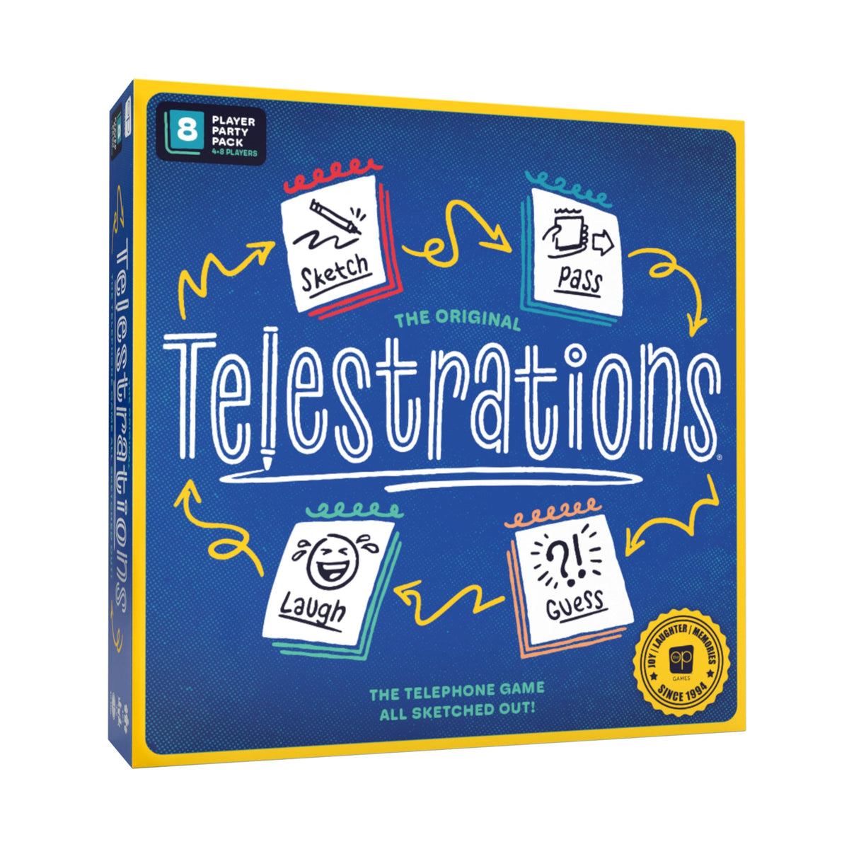 USAOPOLY Telestrations 8-Player Edition box front for a lively game night