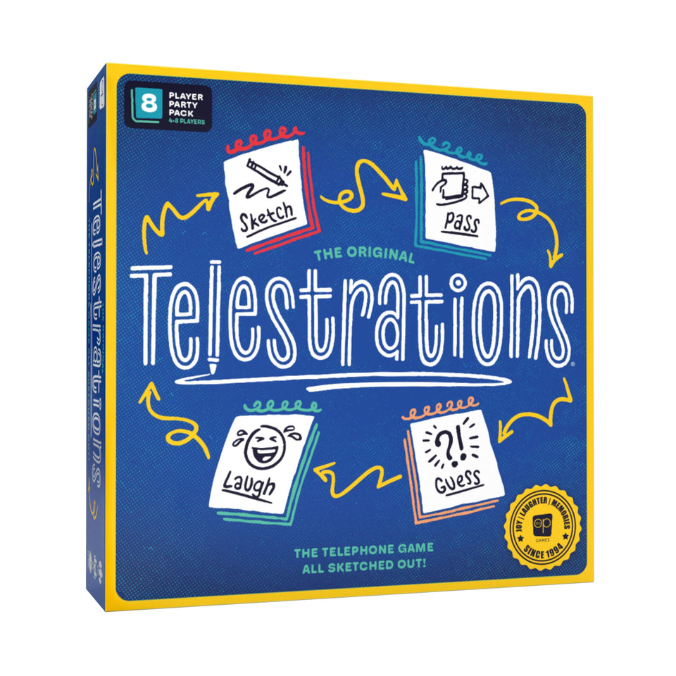USAOPOLY Telestrations 8-Player Edition box front for a lively game night