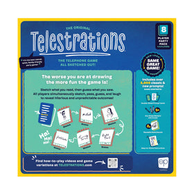 USAOPOLY Telestrations 8-Player setup on a table invites friends to play