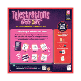 USAOPOLY Telestrations After Dark game components ready for quick setup.