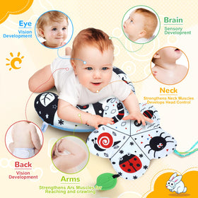 USATDD tummy time pillow with detachable sensory toys for tactile exploration
