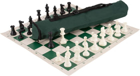 US Chess Federation Quiver Set with green triple-weighted pieces for stable handling.