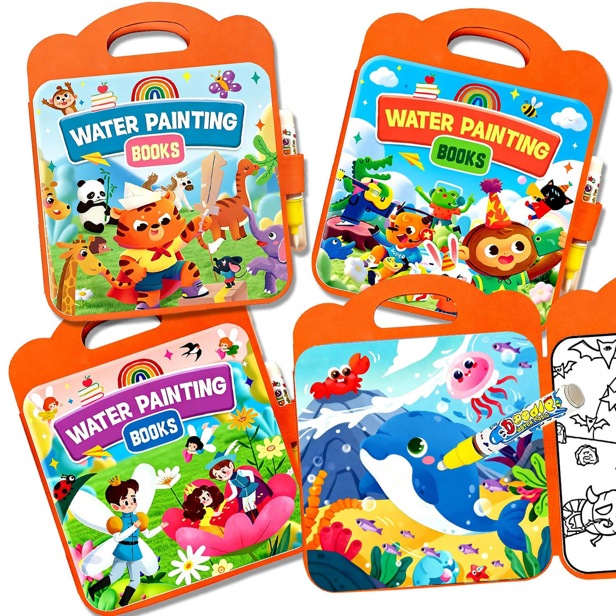 Usmfuie water coloring book Fairy Tale scene for mess-free art on the go