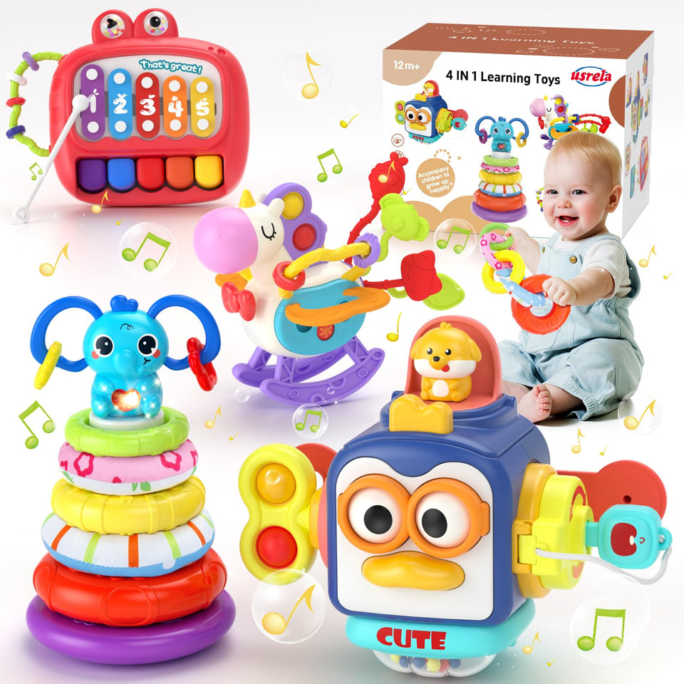 usrela 4-in-1 busy cube for babies promotes exploration and dexterity