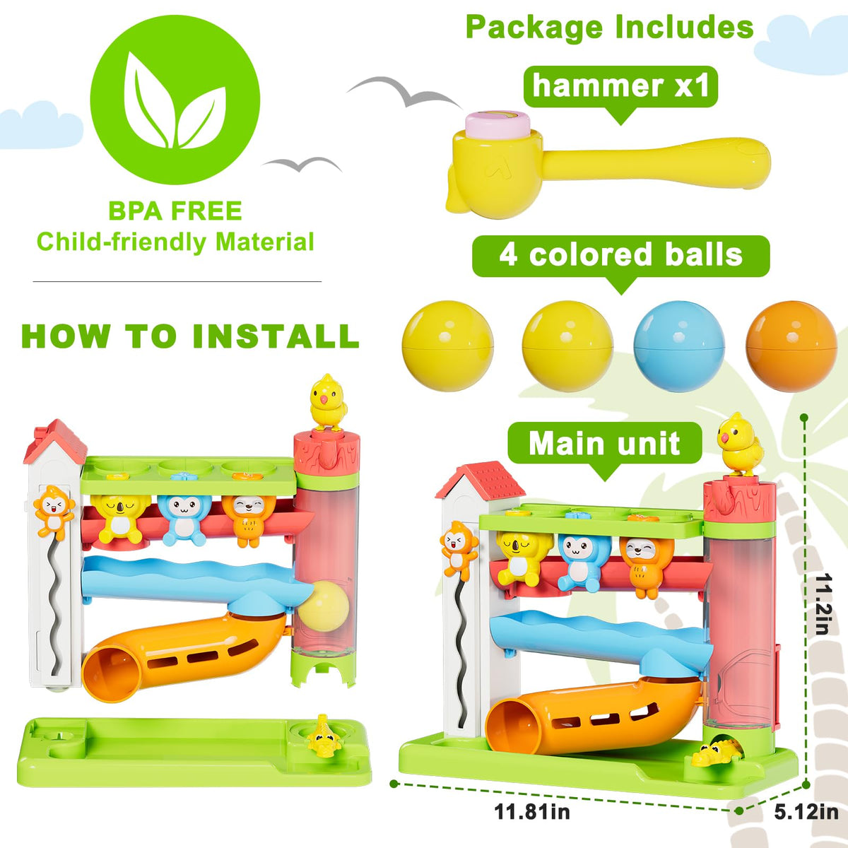 Ussybaby color-recognition and cognitive play through rolling tracks and sounds