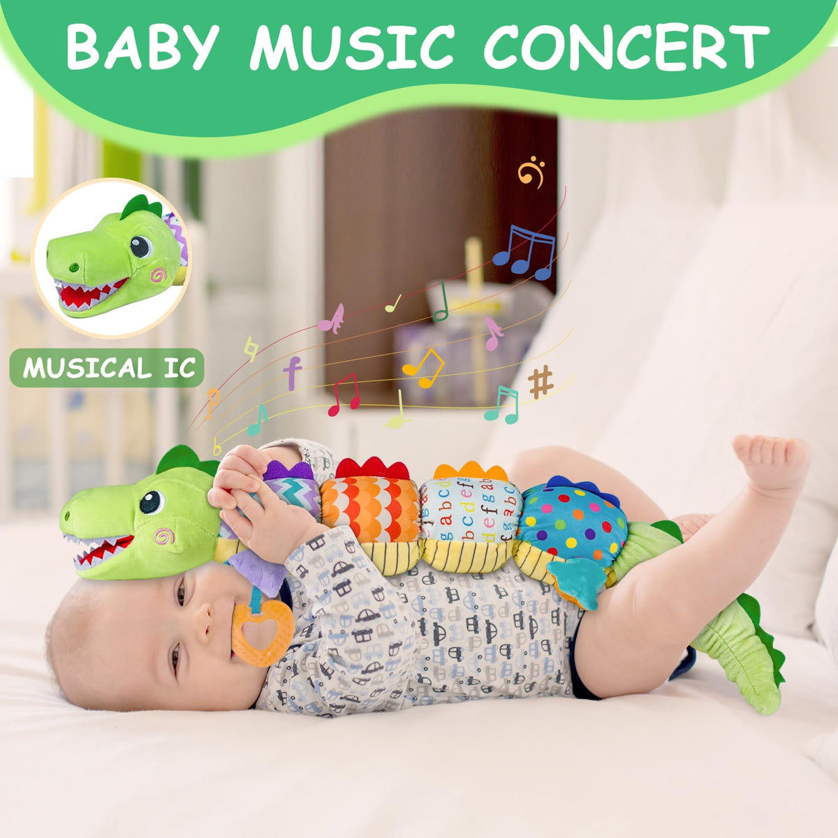 Ussybaby crocodile caterpillar toy texture close-up for tactile exploration