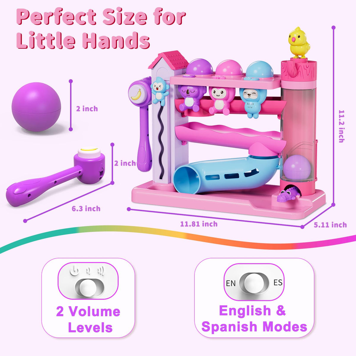 Ussybaby bilingual mode introduces English and Spanish for early language exposure.