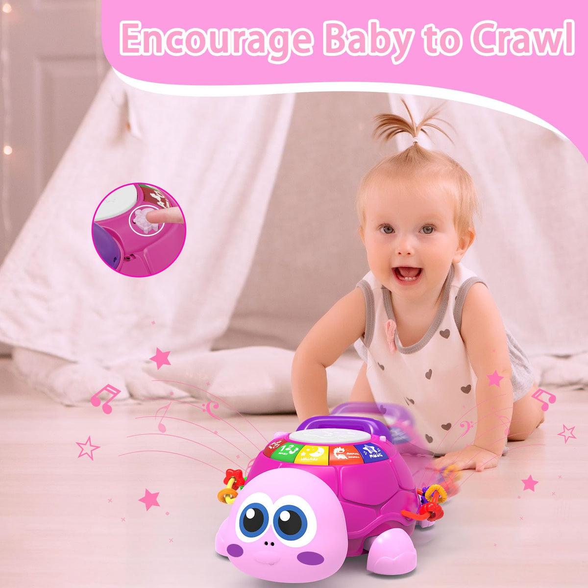 Ussybaby turtle toy teaches letters and numbers through interactive sounds