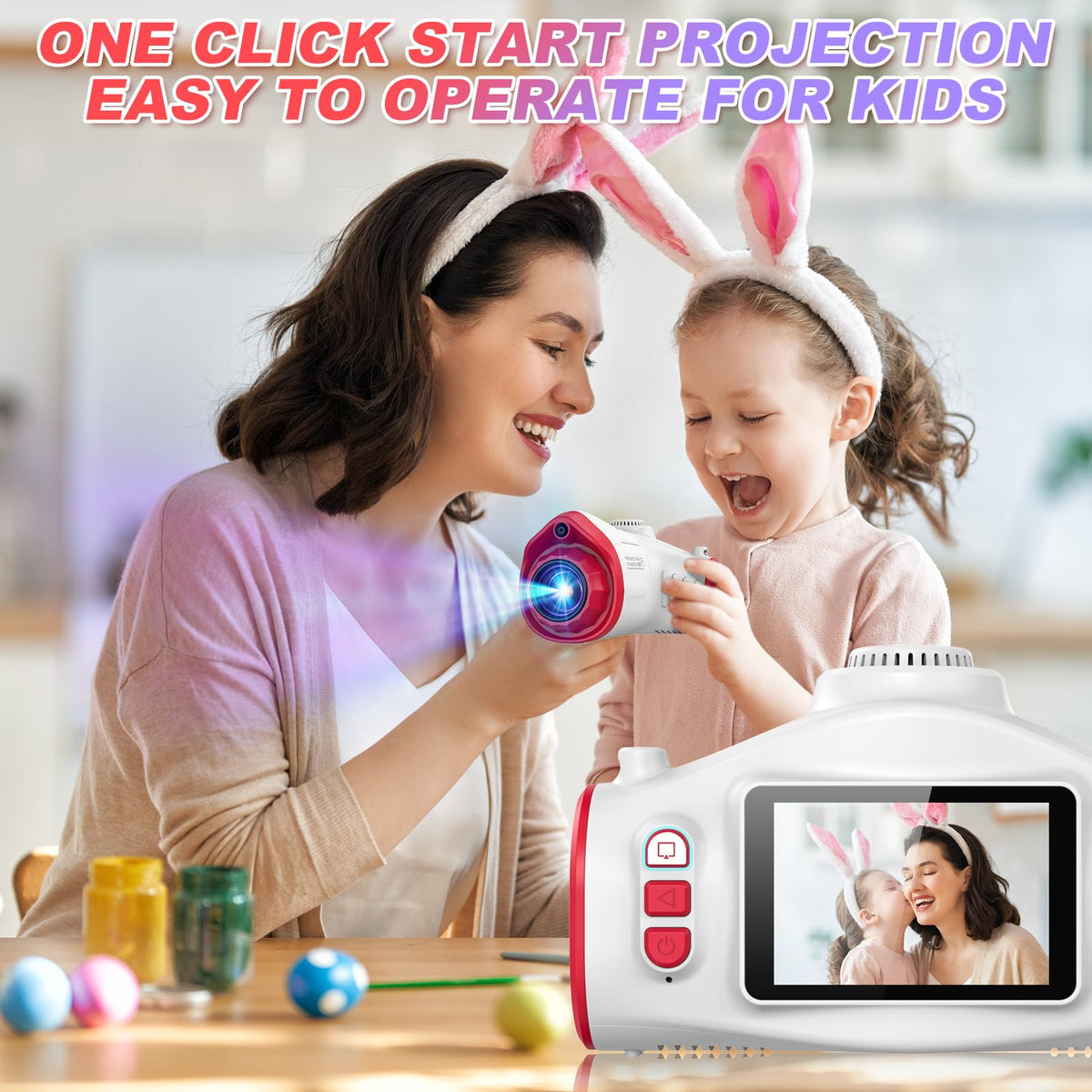 Usteetic Kids Camera with Projector 1080p video recording for clear storytelling